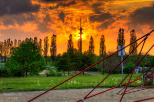 Sonnenuntergang an der Kurmeile von der Kletterspinne aus gesehen